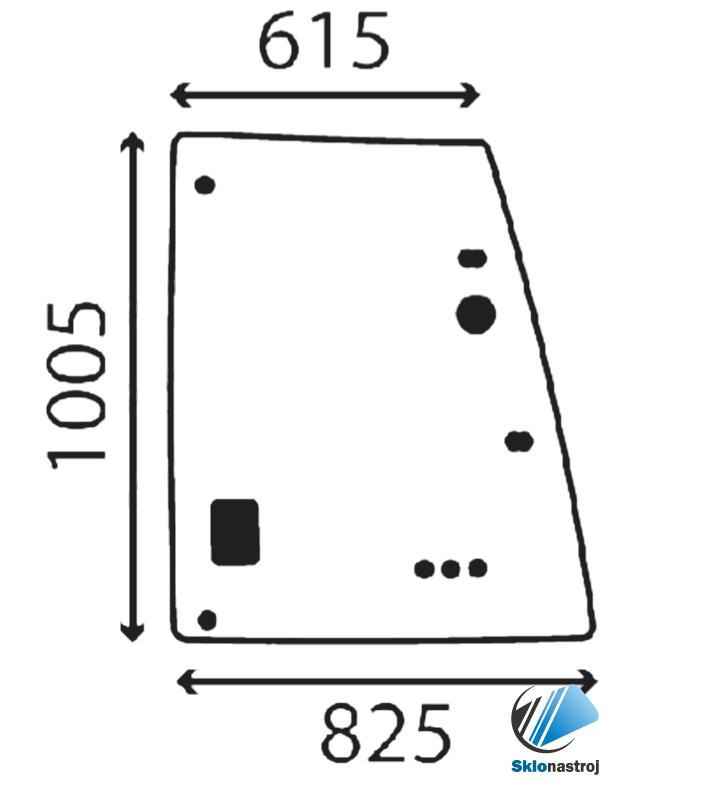 Cat 422E 428E 432E 434E 442E 444E bočné horné ľavé sklo 