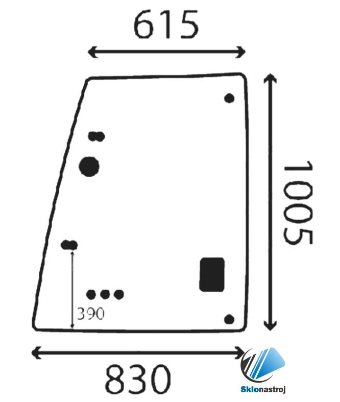 Cat 422E 428E 432E 434E 442E 444E bočné horné pravé sklo 