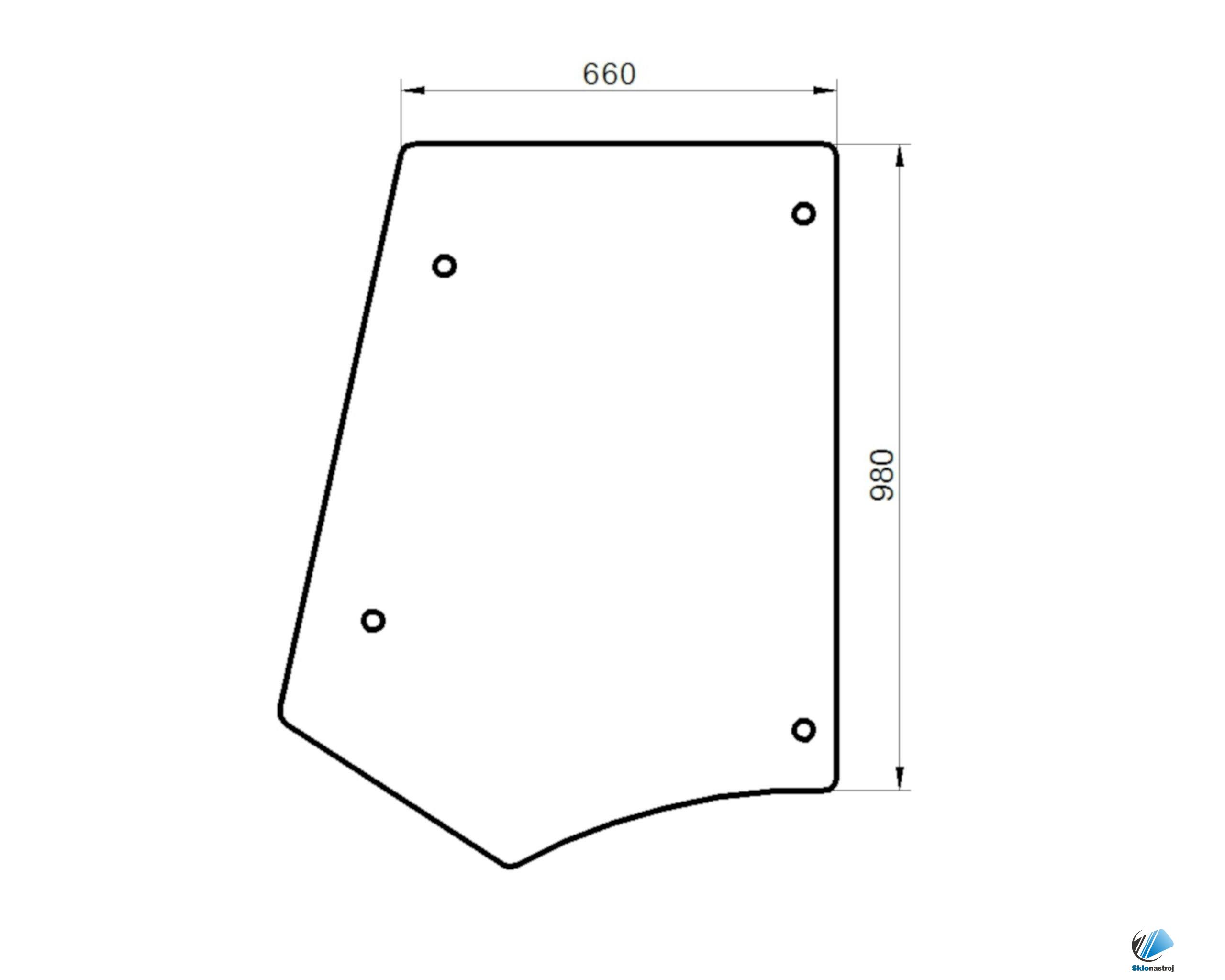 Case 580ST 590ST 695ST bočné sklo 