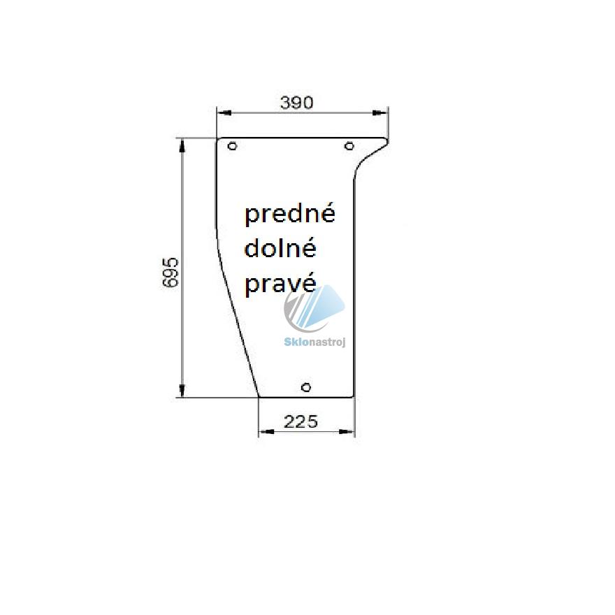 Claas Ergos 85 90 95 100 105 110 436 446 456 466 predné dolné pravé sklo 