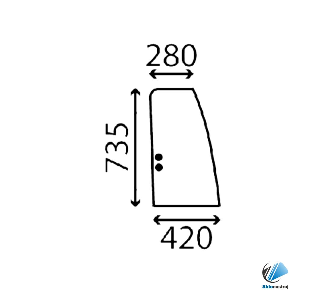 New Holland E135 E165 E175 E195 E215 E235 dverové horné zadné sklo 
