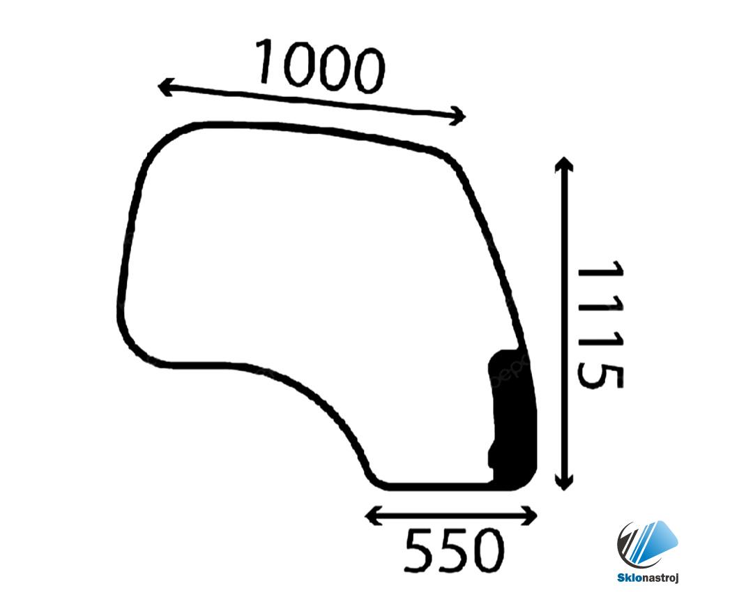 JCB JS145W JS160W JS175W JS200W bočné pravé sklo 