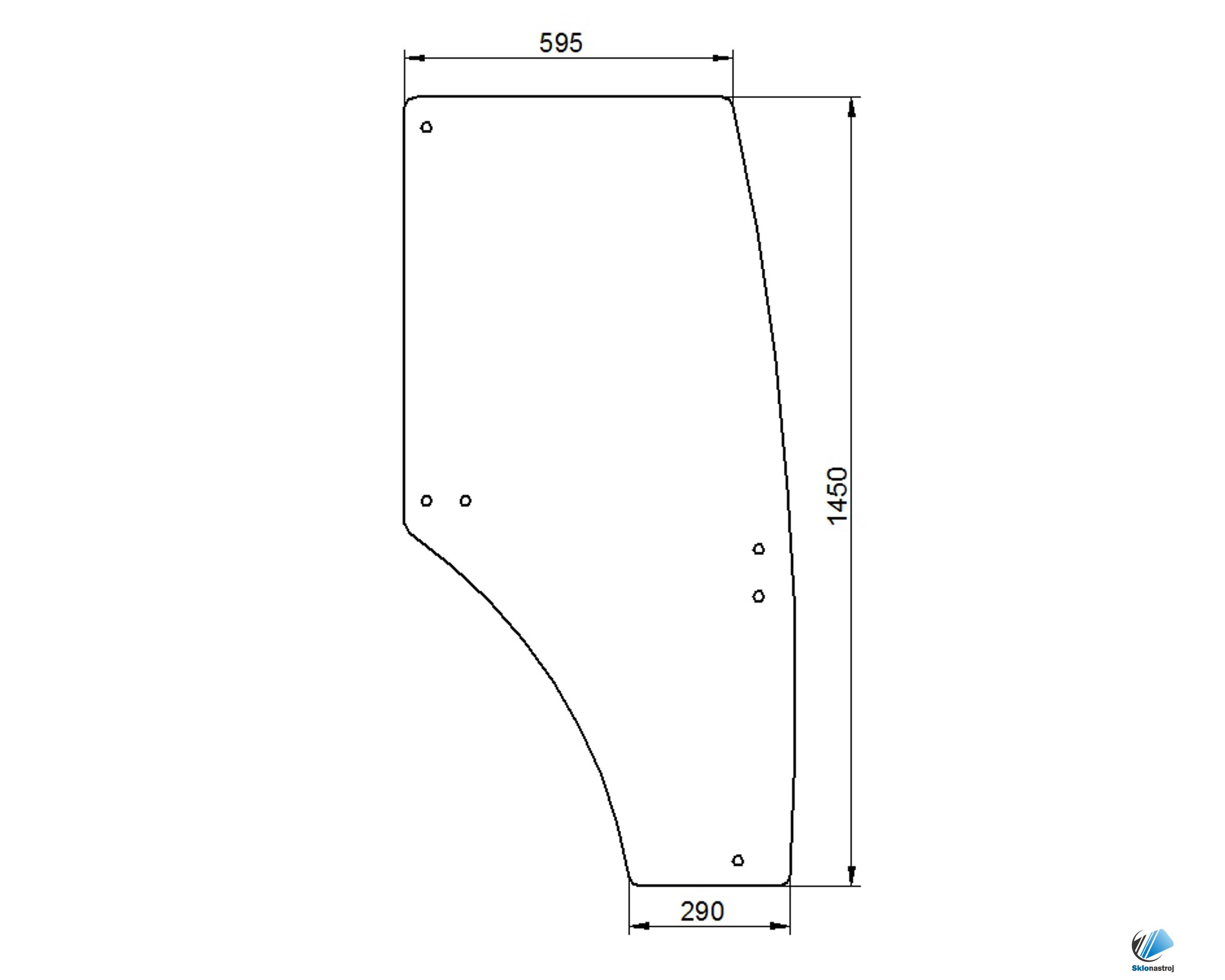 John Deere 5220 5320 5420 5520 5620 5720 5820 dverové pravé sklo 