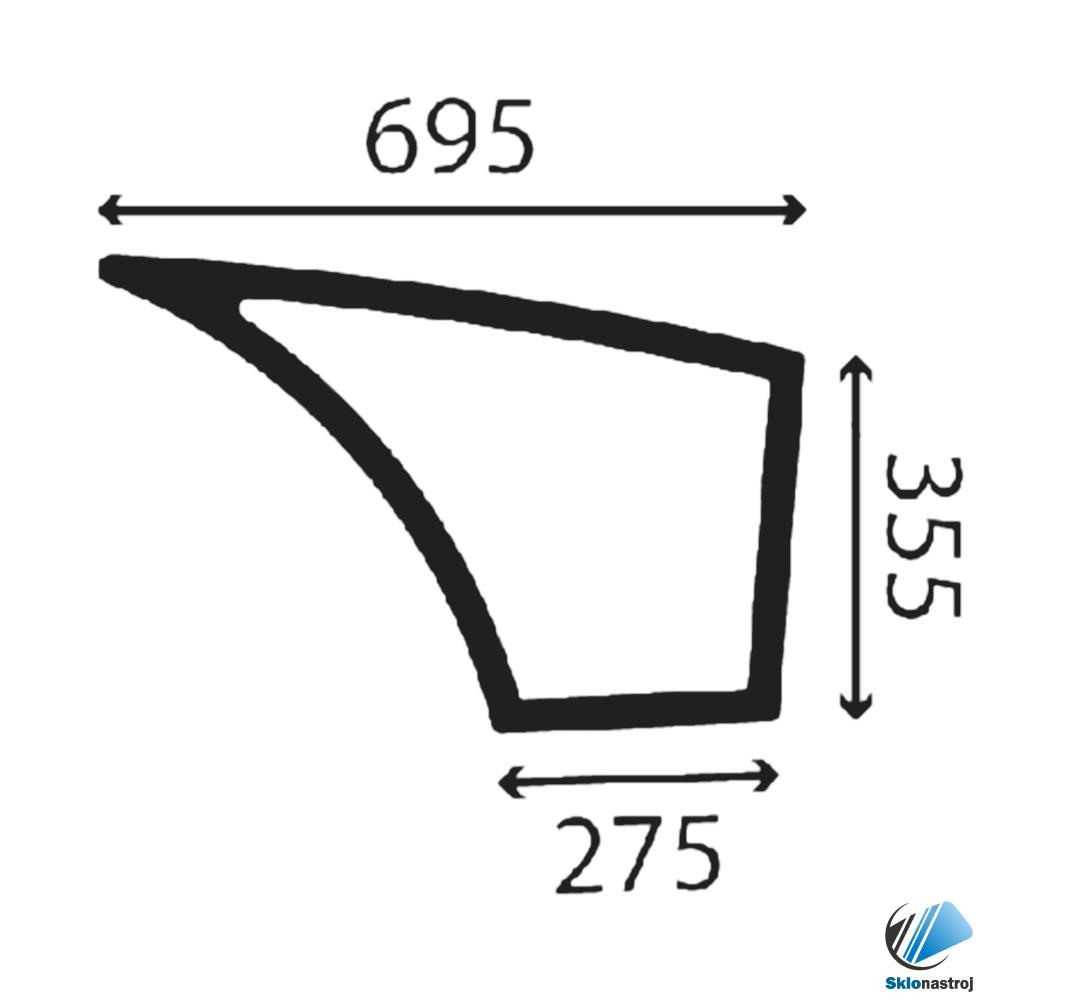 Case 580ST 590ST 695ST dverové dolné pravé sklo 